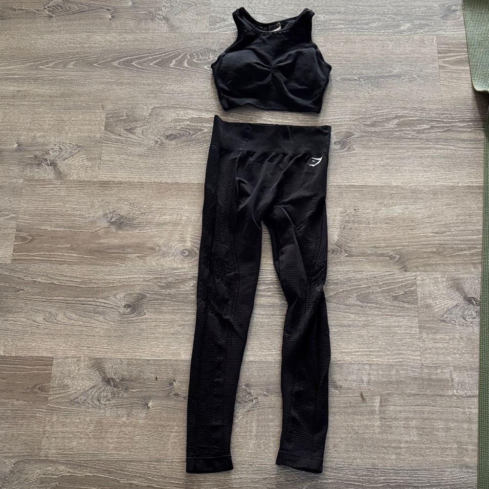 Gymshark Black Women's Leggings and Top Set